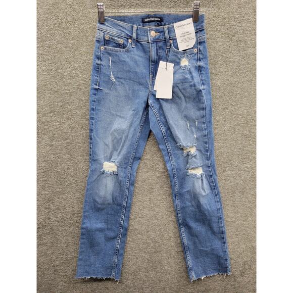 Calvin Klein Denim - Calvin Klein Jeans Women's 24P Blue Distressed High Rise Straight Leg NWT
